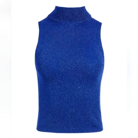 Alice + olivia Rosalina Metallic Turtleneck Tank Top SIZE SMALL - Picture 4 of 10